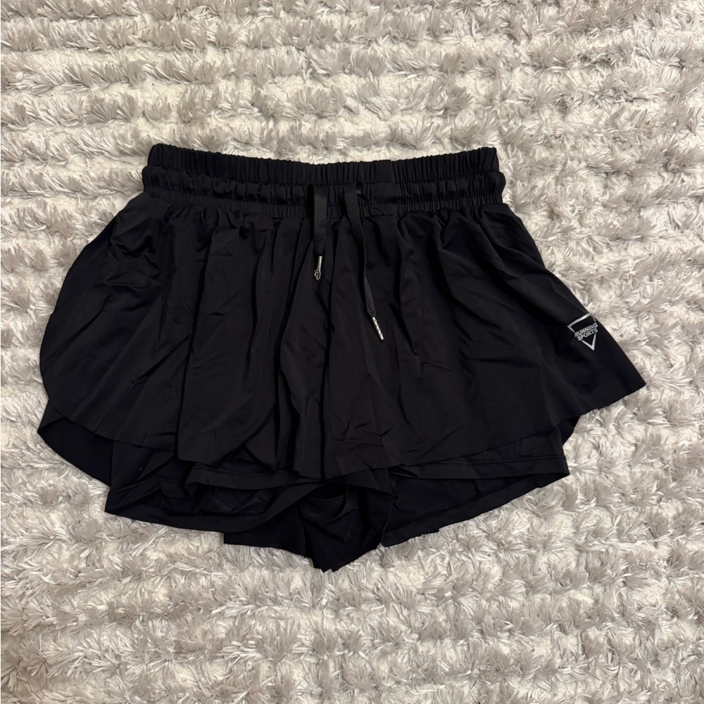 Women's Black Flowy Athletic Shorts
